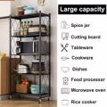 5 Tier Foldable Storage Rack. Metal Black Foldable Storage Rack. 