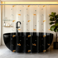 High-Quality PEVA Goldfish Shower Curtain - Transparent Bathroom Decor with Orange Fish and Stone Design, Includes 12 Hooks. 