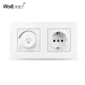 EU Wallpad Incandescent Halogen Light Dimmer Switch Rotary Knob Adjustable Brightness Controller Plastic Frame for LED Bulb. 