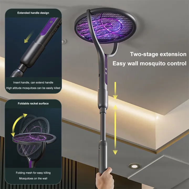 Rotating Insect Trap Rotating Head Bug Zapper Racket Rechargeable Electric Fly Swatter Fly ...