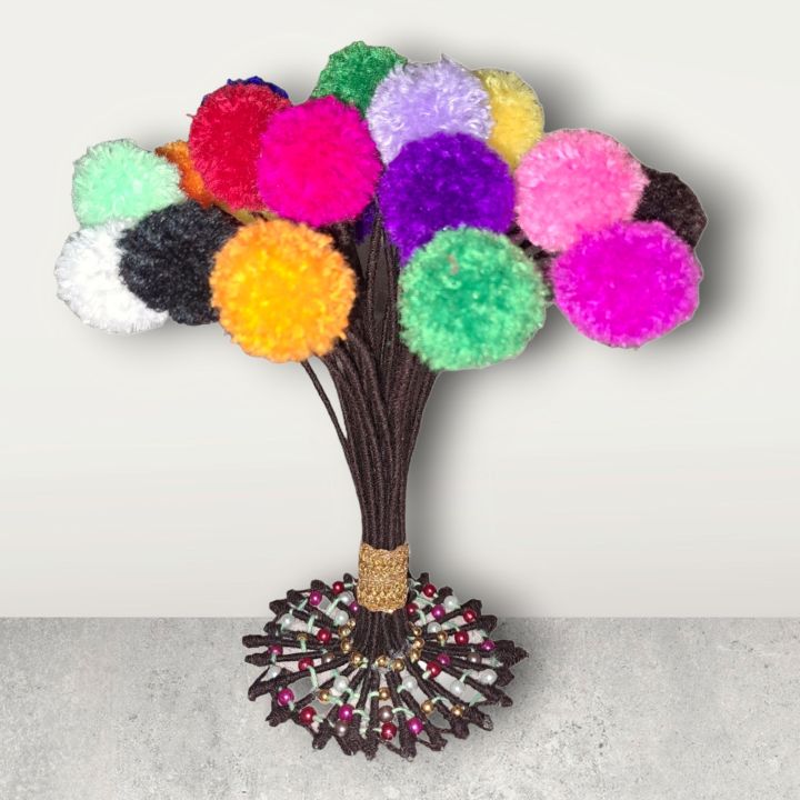 Pam pom tree with multicolored pomsl | Daraz.lk