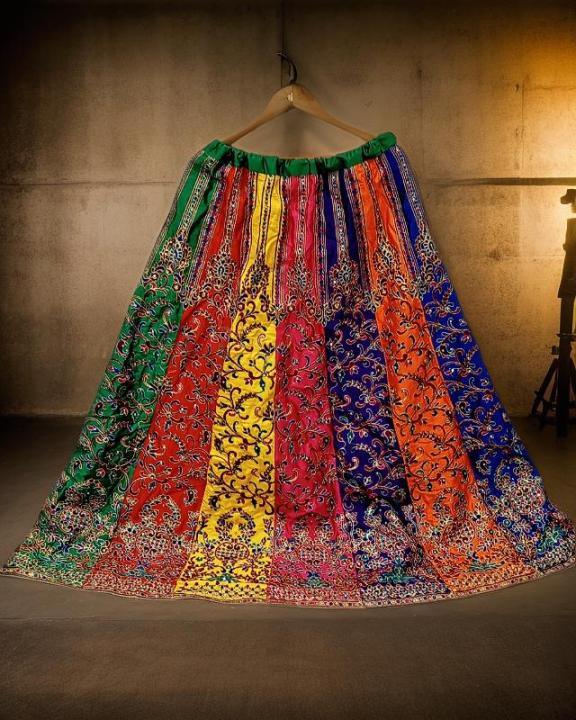 beautiful mehndi lehenga three piece for wedding (lehenga + choli + dupatta)