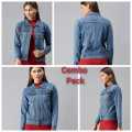 Women's 4picece Combo Pack Fashionable Denim Fabrics Jeans Jacket. 