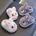 New Winter Cute Big eyed Rabbit Children's Waterproof Warm Non-slip Fluffy Slippers For Girls Boys Kids Indoor Home Cotton Shoes. 