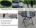 Tempered Glass Top Metal Folding Table. 