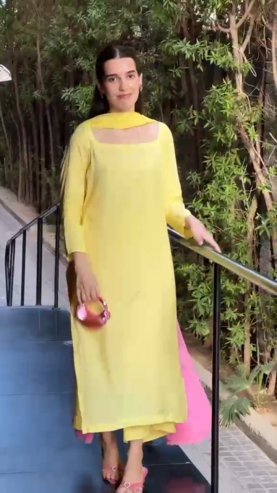 Stitched 3pc Long Length Shirt and Plazo with Dyed Dupatta For Women & Ladies