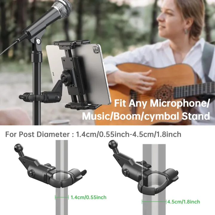 Microphone%20Music%20Stand%20Tablet%20Holder%20for%20iPad%20and%20Smartphone%20for%20Shee%20Music%20Fits%20Devices%20from%20Screen%20Size%204.7%20to%2012.9%20Inches%20-%20Image%205