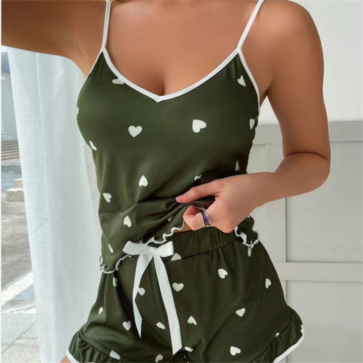 2024%20Summer%20Pajama%20Set%20Large%20Size%20Vest%20Shorts%20Women's%20Suspenders%20Soft%20Casual%20Cute%20Printed%20Women%20pajamas%20set%20-%20Image%205