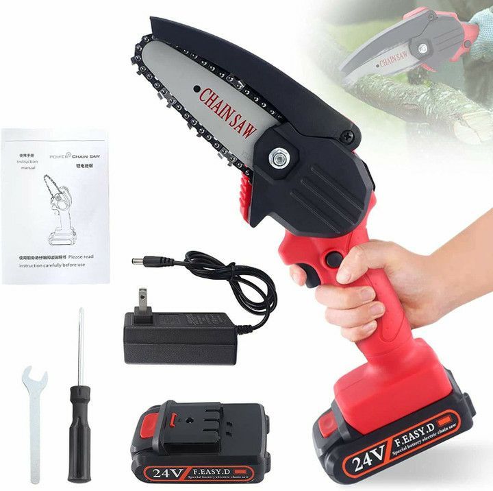 Small Tree Cutter Machine Tree cutting machine Mini Chain Chainsaw Hand Pruning Saw Electric ...