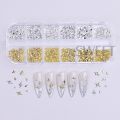 12 Grids Gold Silver Stars Nail Charm 3D Metal Rivet Star Nail Art Decoration Y2K Punk Style Manicure Accessories Nail Supplies. 