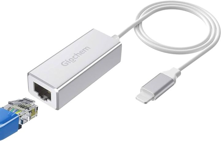 Giochem Ethernet Adapter Compatible with Lightning iOS 15, RJ45 Ethernet LAN Network Adapter for Phone Pad, 3.3ft/1 Mc, 10/100Mbps High Speed