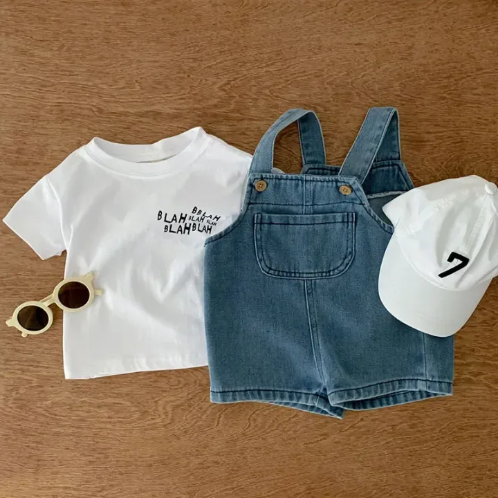 2024%20Summer%20Baby%20Clothing%20Set%20Toddler%20Girls%20Clothes%20Suit%20Infant%20Tee%20and%20Denim%20Overall%20%20Boys%20Outfit%20-%20Image%205
