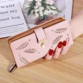 Women Wallet PU Leather Purse Female Long Wallet Gold Hollow Leaves Pouch Handbag For Women Coin Purse Card Holders Clutch. 