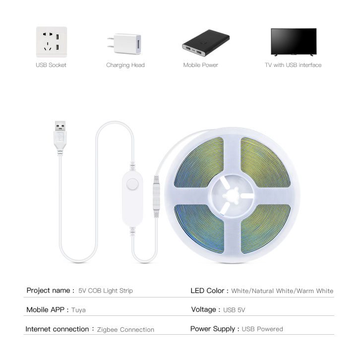 Smart%20Switch%20ZigBee%20COB%20LED%20Lights%20Strip%20Tuya%20Alexa%20USB%205V%20Dimmable%20Neon%20Tape%20Room%20Cabinet%20Car%20Decor%20TV%20Backlight%20WIFI%20Lamp%201-5M%20lightify%20-%20Image%202