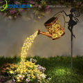 Solar Fairy Watering Can Lights Vintage Metal Garden Decor Outdoor Solar Hanging Kettle Light Waterproof  Villa Yard Decoration. 