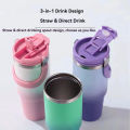 890ML Stainless Steel Thermos Cup with Straw  Keep Cold and Hot Car Coffee Cup Portable Vacuum Flask Travel Thermos Water Bottle. 