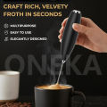 ONEKA Handheld Powerful Milk Frother Wand With Stand Battery Drink Mixer for Coffee, Lattes, Cappuccino, Matcha Gift Idea. 