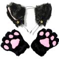 1 Set Cute Cat Ear Hair Wear Claw Gloves Girls Anime Cosplay Costume Plush Bell Cat Fur Ear Hairband Night Party Club Headbands.