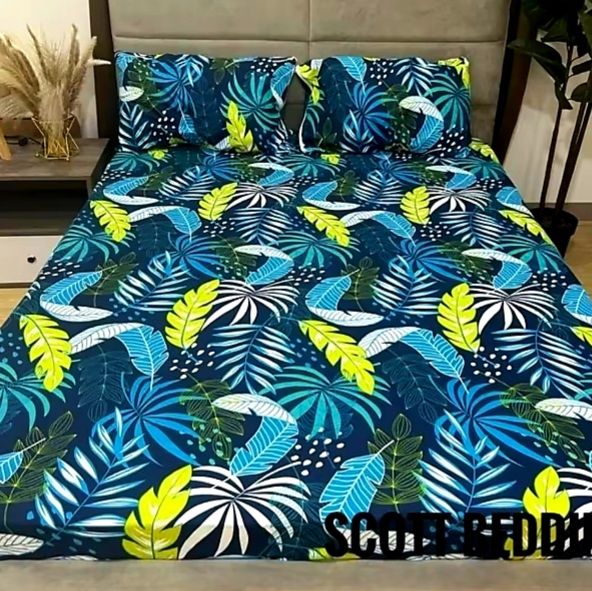 Semi%20Cotton%20bedsheet%20with%20pillow%20cover-%20Tropical%20Floral%20Summer%20Flamingo%20Palms%20Flower%20Leaves%20Design%20-%20Image%203