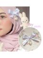 Cute Fairy Doll Style Bow Flower Hijab Pin for Girls, 1 Piece. 