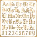 Gothic A to Z Alphabet Numbers Stencil, 11.81x11.81" Hollow Out Drawing Painting Template Reusable DIY Art and Craft Stencils. 