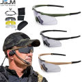 JSJM New Style Goggles CS Airsoft Windproof Shooting Glasses HD 3 Lens Motocross Motorcycle Mountaineering Safe Glasses.