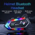 Y20 MAX Motorcycle Helmet Bluetooth Headset Intercom RGB Colorful Light With Mixing V5.3 Effect 1000mAh Battery IPX6 Waterproof.