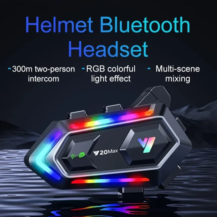 Y20%20MAX%20Motorcycle%20Helmet%20Bluetooth%20Headset%20Intercom%20RGB%20Colorful%20Light%20With%20Mixing%20V5.3%20Effect%201000mAh%20Battery%20IPX6%20Waterproof%20-%20Image%202