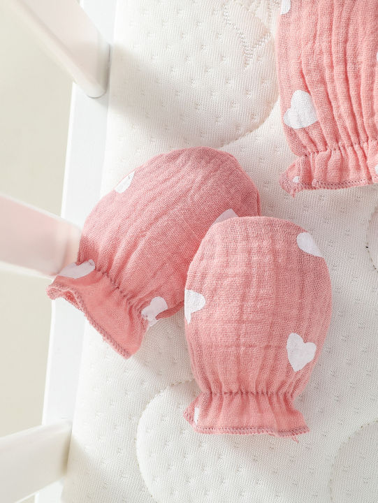 Baby%20Girls%204pcs%20Summer%20O-Round%20%20Cotton%20Soft%20Printing%20Heart%20Streetwear%20Cute%20Bodysuit%20-%20Image%206