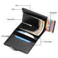 ID Credit Bank Card Holder with Hasp Wallet Men Anti Rfid Blocking Protected Magic PU Leather Slim Mini Small Money Wallets Case. 