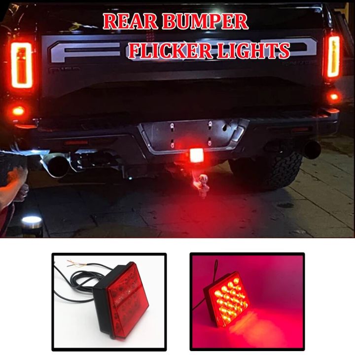 1Pc 12V 2Mode Universal LED Rear Brake Fog Lights Square Tail Pilot ...