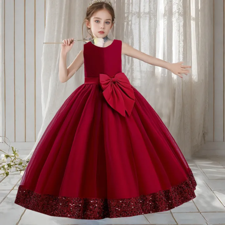 Teen%20Girls%20Luxury%20Big%20Bow%20Evening%20Gown%20Wedding%20Bridesmaid%20Party%20Dress%20For%20Girl%20Kids%20Sequin%20Princess%20Birthday%20Dresses%20Summer%20Wear%20-%20Image%205