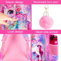 3PCS Unicorn Backpack for Girls, 16" Sequin Kids Bookbag and Lunch Box, Preschool Backpacks for Elementary..
