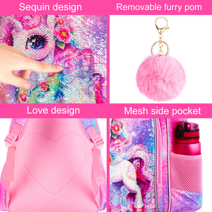 3PCS%20Unicorn%20Backpack%20for%20Girls,%2016"%20Sequin%20Kids%20Bookbag%20and%20Lunch%20Box,%20Preschool%20Backpacks%20for%20Elementary.%20-%20Image%202