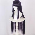 100cm Long Cosplay Anime Hyuga Hinata Straight Hair Wig Heat Resistant Full Bangs Synthetic Hair Wig. 