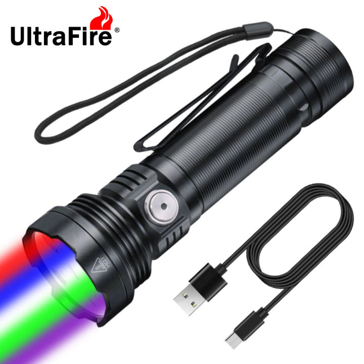 UltraFire ET28S 5 in 1 Multicolor LED Flashlight 10 Modes RGB UV Light ...