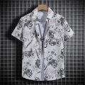 Beach Style Printed Shirts for Men - Short Sleeves Hawaiian Loose-Fit Casual Shirts. 