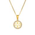 Tory Burch Set Gold Plated Necklace & Earrings Set for Women – Round Cutout Pendant Jewelry with Crystal Accents | Stylish Fashion Jewelry Gift. 
