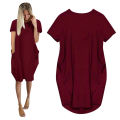 Plus Size Women Short Sleeve O-Neck Loose Casual Dresses.