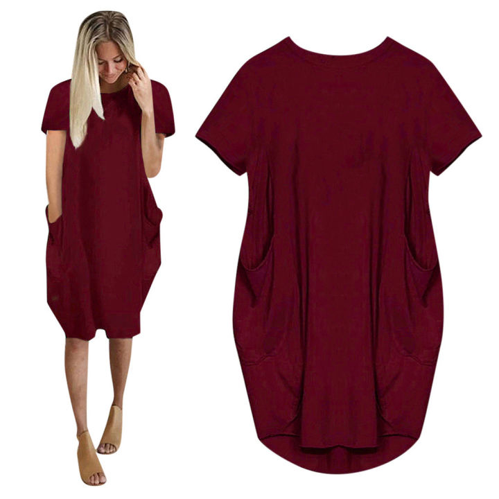 Plus%20Size%20Women%20Short%20Sleeve%20O-Neck%20Loose%20Casual%20Dresses%20-%20Image%206