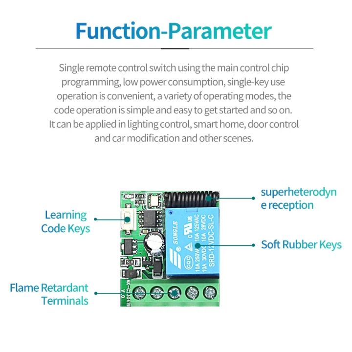 DC12V%2010A%20Relay%20Receiver%20RF%20433Mhz%20Universal%20Switch%20Remote%20Control%201CH%20Module%202CH%20Transmitter%20for%20LED%20Lighting%20Garage%20Gate%20Door%20-%20Image%204