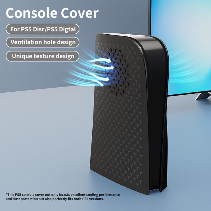 HONCAM Premium ABS Cover Shell for PS5 Game Console, Disc & Digital Console Cover Plates Anti-Dust Protective Shell Covers Black