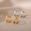 Zircon Star Hoop Earrings for Women Stainless Steel Gold Color Round Huggie Earrings 2023 Trend Wedding Jewelry pendientes mujer. 