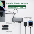 PULWTOP 14 IN 1 USB C Displaylink Docking Station with 2 HDMI4K@60Hz, 2 Display Port, PD, USB C Data, 4 USBA, Ethernet, Audio. 