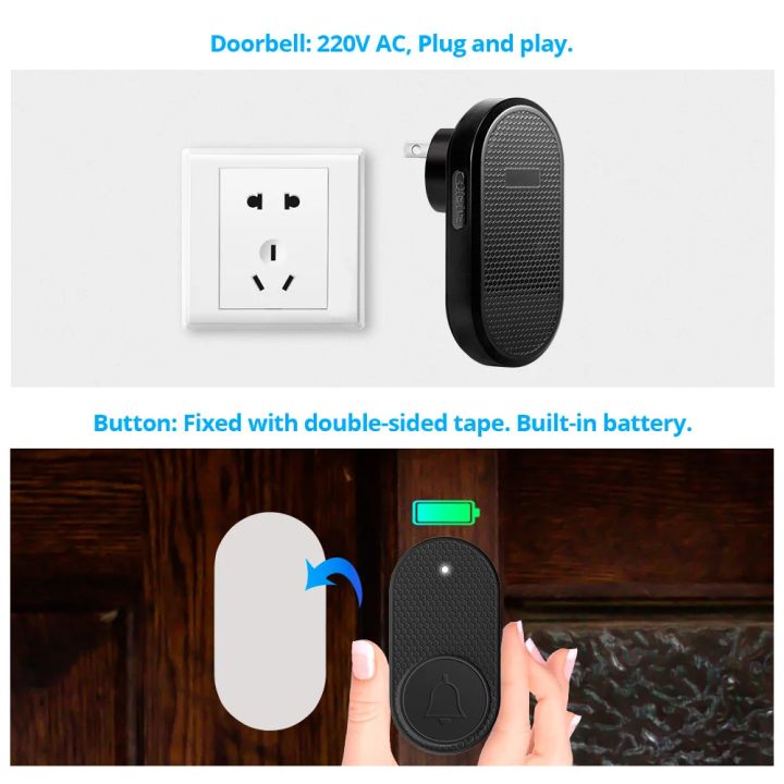 Wireless%20Doorbell%20with%2033%20Songs%20Melody%20Smart%20Home%20Welcome%20Chime%20Kit%204%20Level%20Volume%20Intelligent%20Door%20Bell%20150m%20Transmission%20-%20Image%204