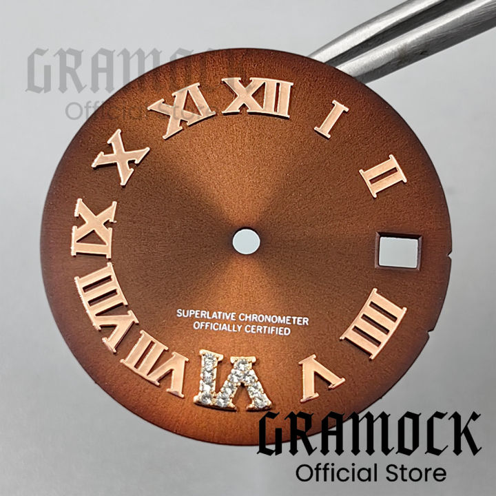 GRAMOCK%2025mm%20Brown%20Roman%20Watch%20Dial%20Hands%20Sunberst%20Diamond%20Dial%20For%20NH15%20Automatic%20Lady's%2031mm%20Wristwatch%20Modified%20Accessories%20-%20Image%203