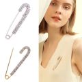 Luxury Elegent Gold Color Crystal Zircon Pins Fashion Women Rhinestones Brooches Safety Metal Pin Shawl Scarf Jeans Buckle Party.