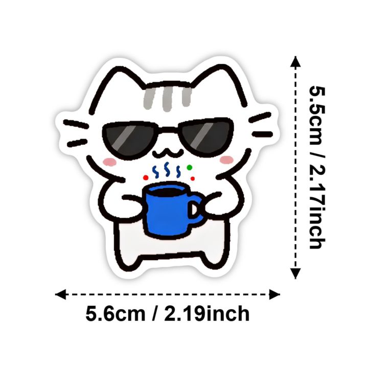 50pcs Line Kitten Daily Graffiti Sticker Cute Cat Cartoon Decal for ...