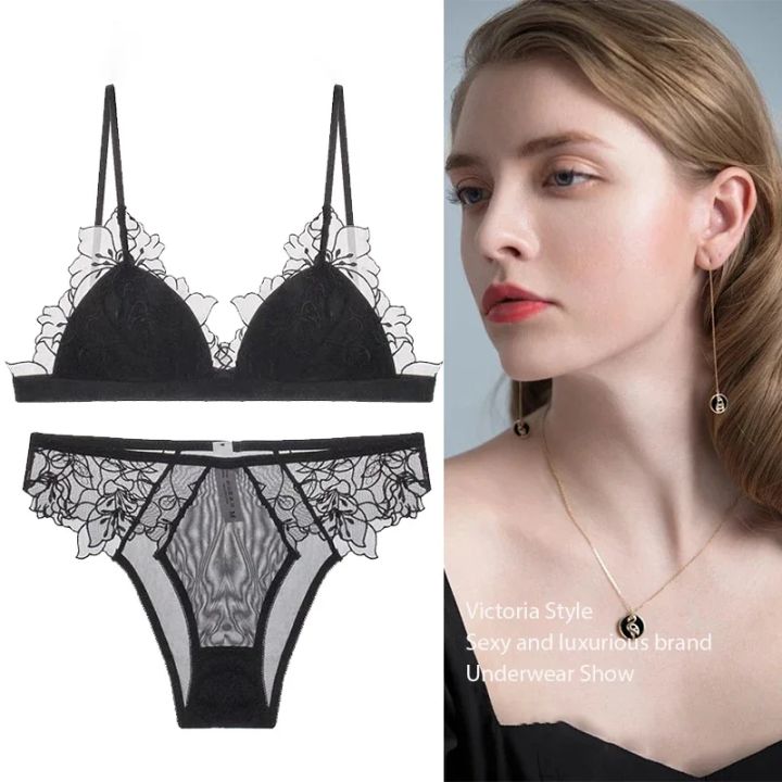 BANERDANNI%20Pure%20Desire%20Victoria%20French%20Lace%20Embroidered%20Lingerie%20Women's%20Thin%20Cup%20Triangle%20Cup%20Bra%20Set%20Comfortable%20No%20Underwire%20-%20Image%206