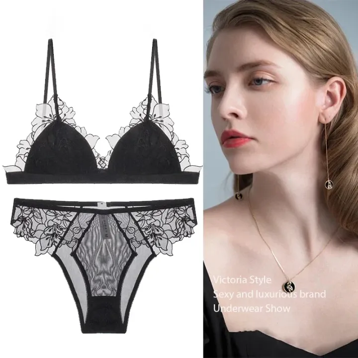 BANERDANNI%20Pure%20Desire%20Victoria%20French%20Lace%20Embroidered%20Lingerie%20Women's%20Thin%20Cup%20Triangle%20Cup%20Bra%20Set%20Comfortable%20No%20Underwire%20-%20Image%206
